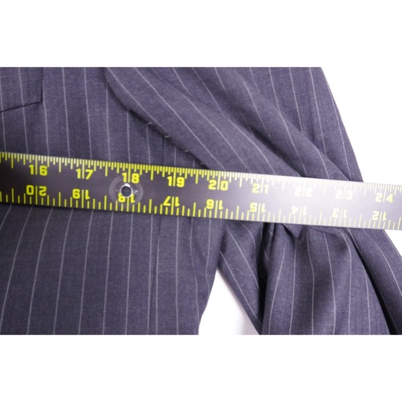 VTG Botany 500 Suit Mens 42R Dark Gray Pinstripe Wool Pants 36x29 Pleated Cuffed - Picture 9 of 16